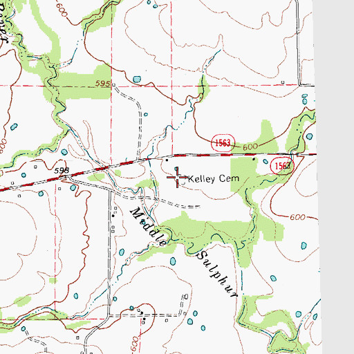 Topographic Map of Kelly Cemetery, TX