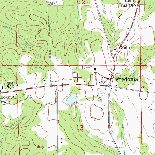 Topographic Map of Fredonia Church, AL