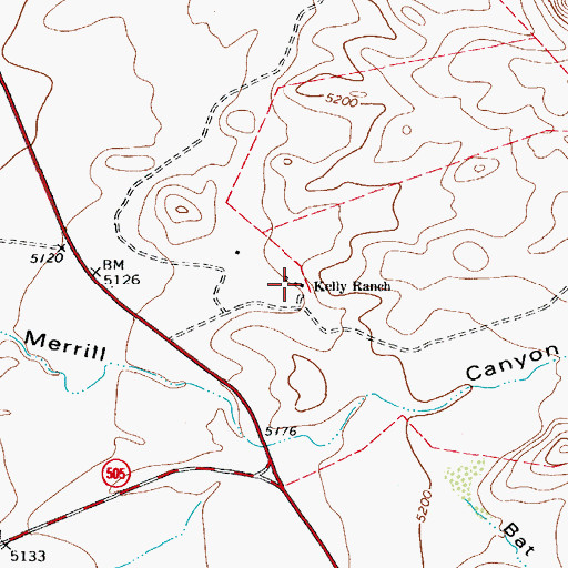Topographic Map of Kelly Ranch, TX