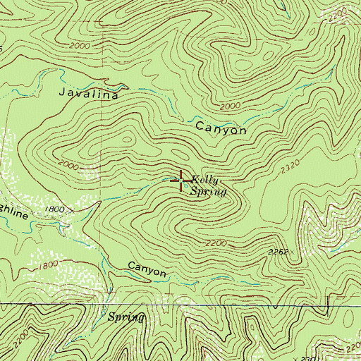 Topographic Map of Kelly Spring, TX