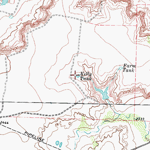 Topographic Map of Kelly Tank, TX