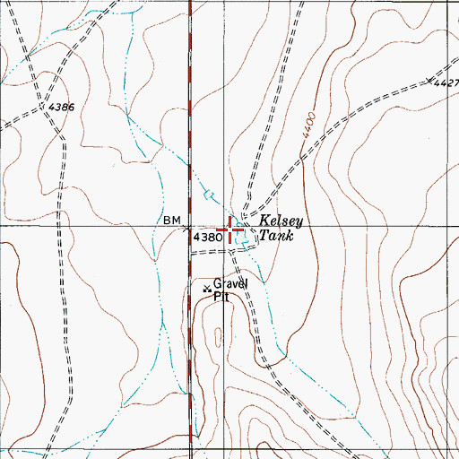 Topographic Map of Kelsey Tank, TX