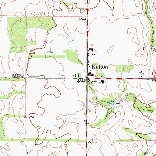 Topographic Map of Kelton, TX
