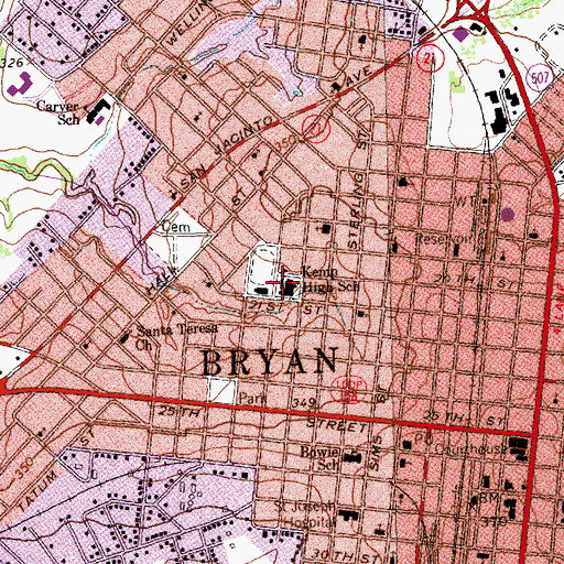 Topographic Map of Kemp High School, TX