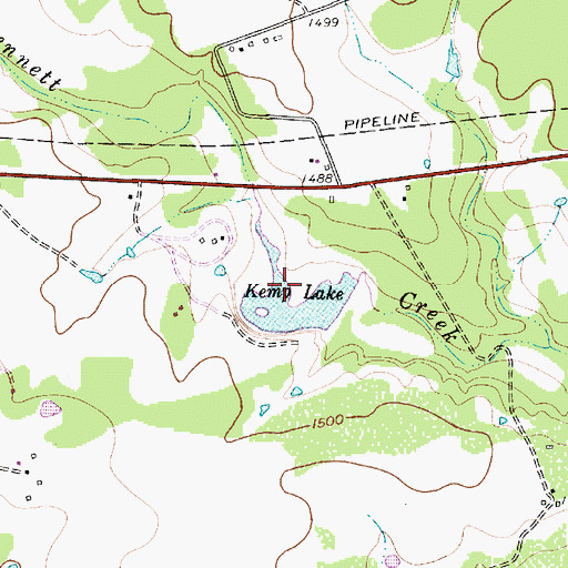 Topographic Map of Kemp Lake, TX