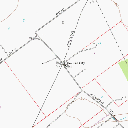 Topographic Map of Kemper City School, TX