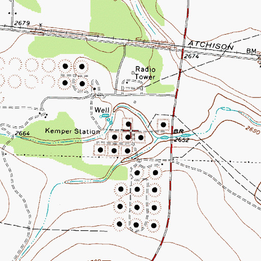 Topographic Map of Kemper Station, TX