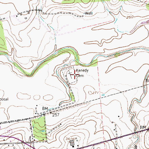 Topographic Map of Kenedy Cemetery, TX