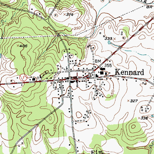 Topographic Map of Kennard, TX