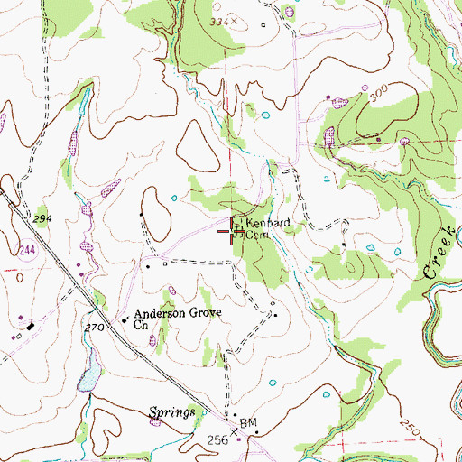 Topographic Map of Kennard Cemetery, TX