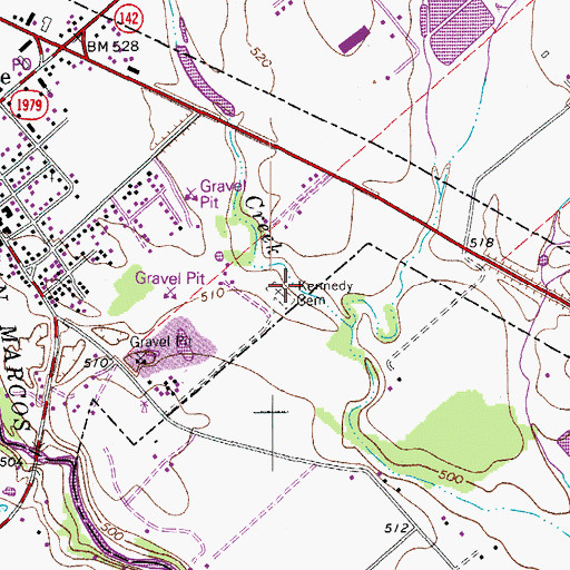 Topographic Map of Kennedy Cemetery, TX