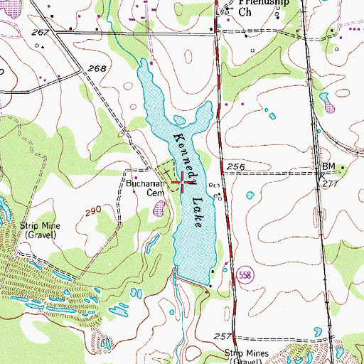 Topographic Map of Kennedy Lake, TX