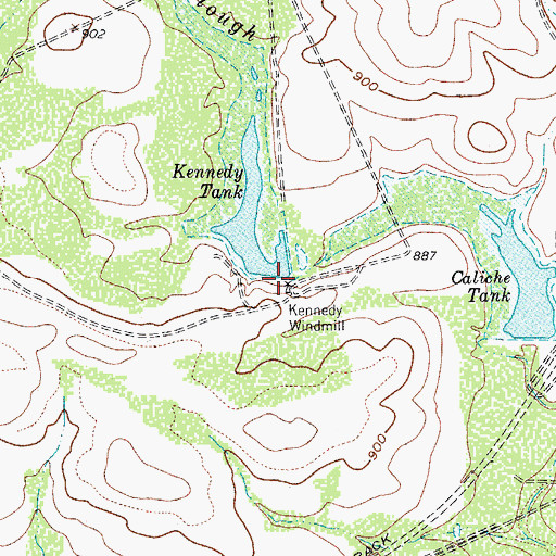 Topographic Map of Kennedy Windmill, TX