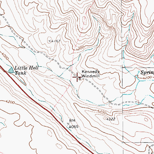 Topographic Map of Kennedy Windmill, TX