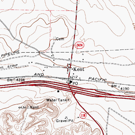 Topographic Map of Kent, TX