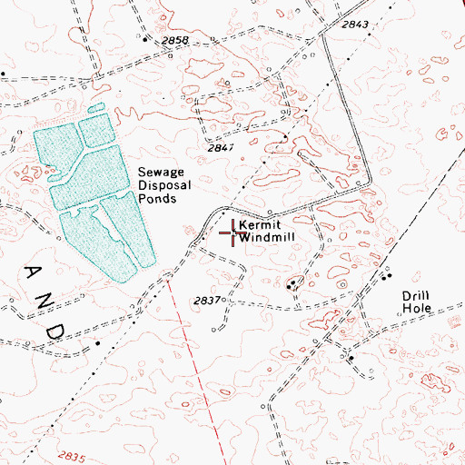 Topographic Map of Kermit Windmill, TX