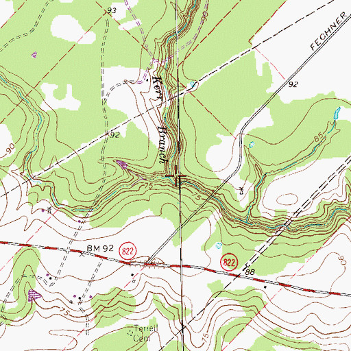 Topographic Map of Kerr Branch, TX