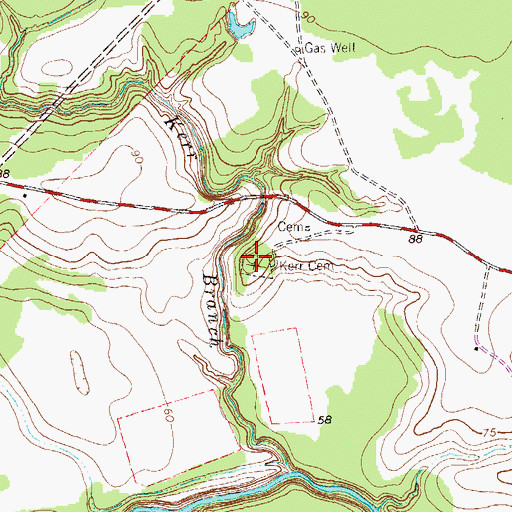 Topographic Map of Kerr Cemetery, TX