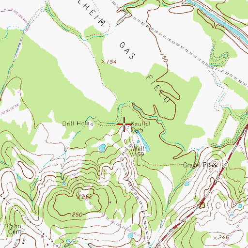 Topographic Map of Keuffel Cemetery, TX