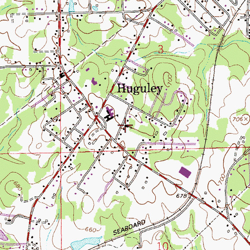 Topographic Map of Huguley Methodist Church, AL