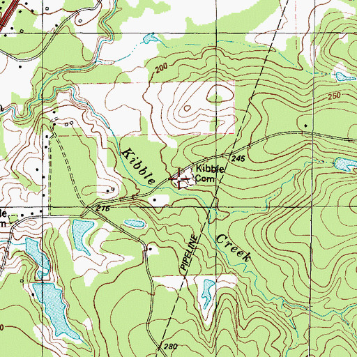 Topographic Map of Kibble Cemetery, TX