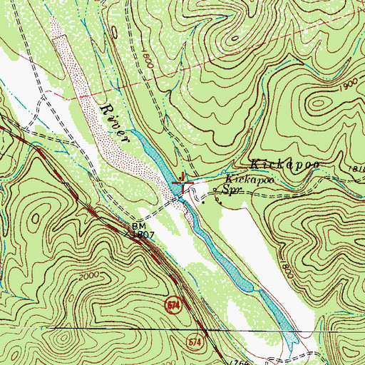 Topographic Map of Kickapoo Creek, TX