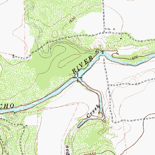 Topographic Map of Kickapoo Creek, TX