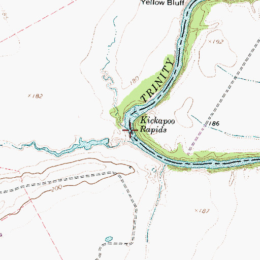 Topographic Map of Kickapoo Rapids, TX