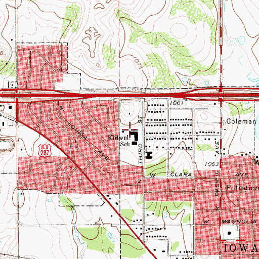 Topographic Map of Kidwell School, TX