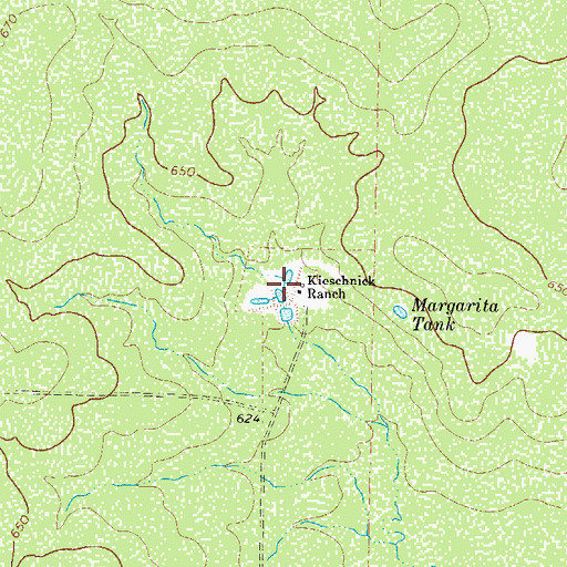 Topographic Map of Kieschnick Ranch, TX