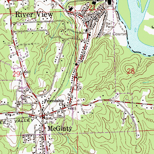 Topographic Map of Johnson Memorial Methodist Church, AL