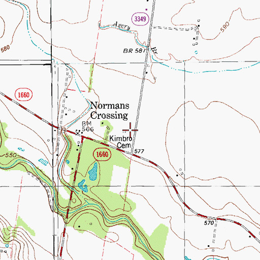 Topographic Map of Kimbro Cemetery, TX