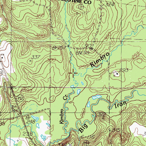 Topographic Map of Kimbro Creek, TX