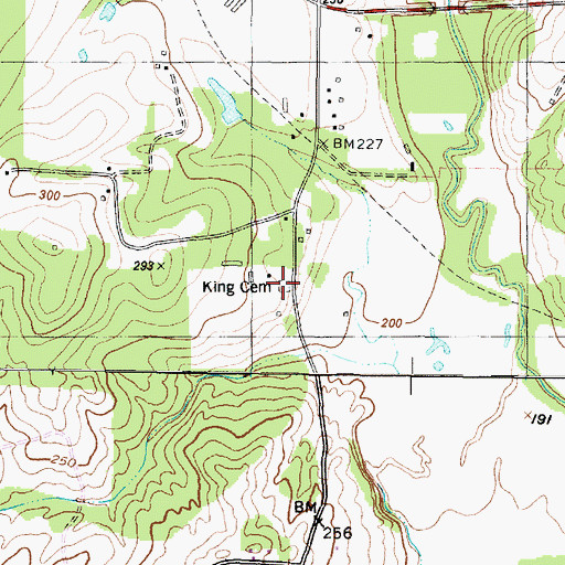Topographic Map of King Cemetery, TX