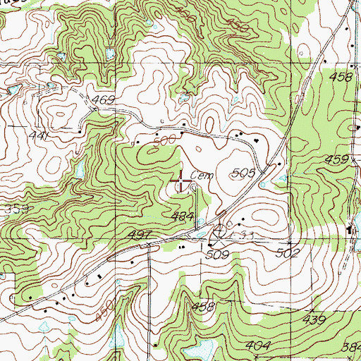 Topographic Map of King Cemetery, TX