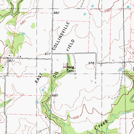 Topographic Map of King Cemetery, TX