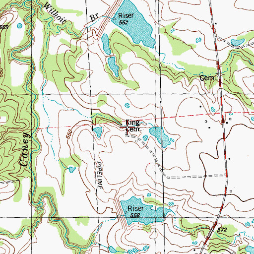 Topographic Map of King Cemetery, TX