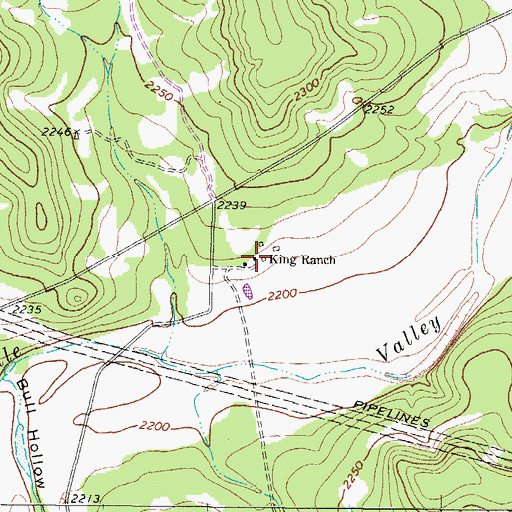 Topographic Map of King Ranch, TX