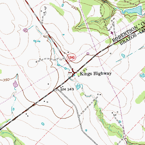 Topographic Map of Kings Highway, TX