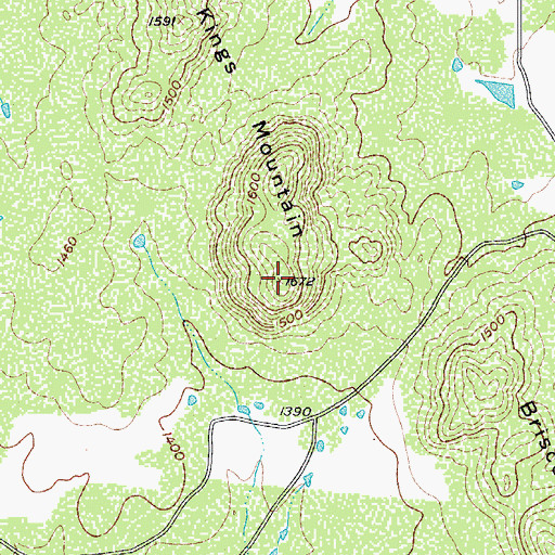 Topographic Map of Kings Mountain, TX