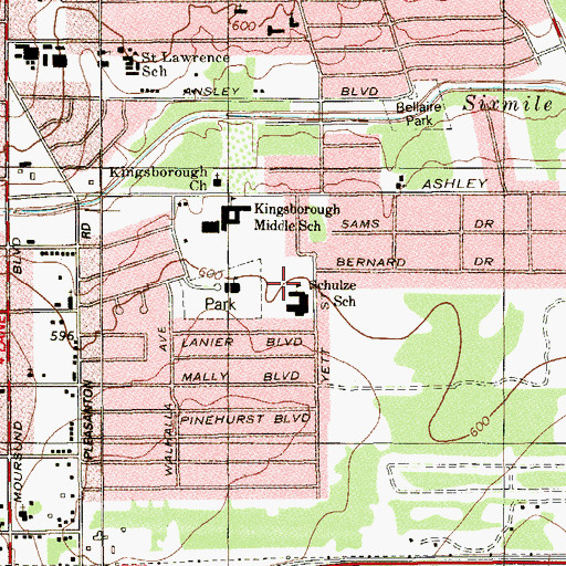 Topographic Map of Homer W. Schulze Elementary School, TX