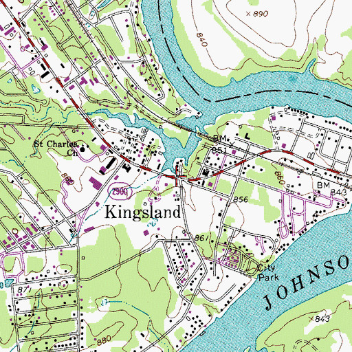 Topographic Map of Kingsland, TX