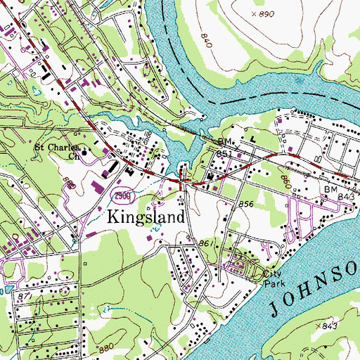 Topographic Map of Kingsland, TX