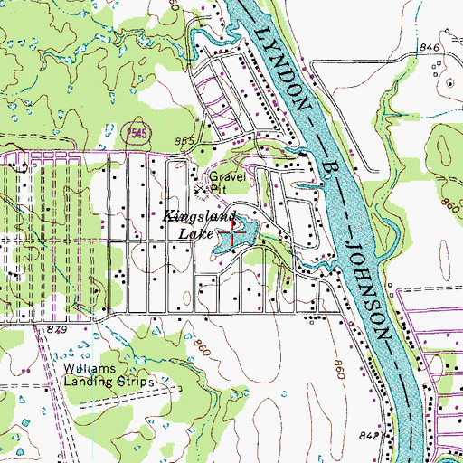 Topographic Map of Kingsland Lake, TX