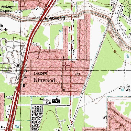 Topographic Map of Kinwood, TX