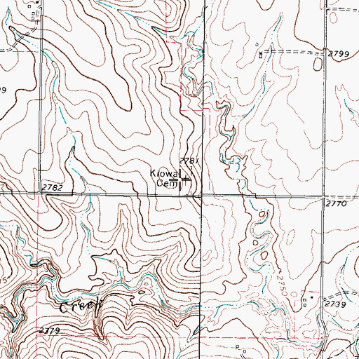 Topographic Map of Kiowa Cemetery, TX