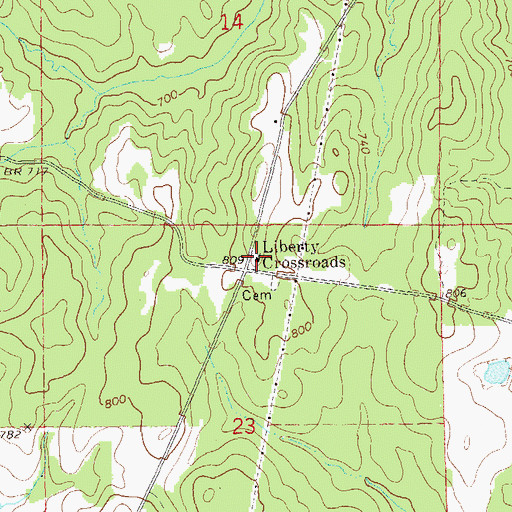 Topographic Map of Liberty Church, AL