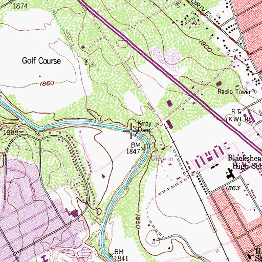 Topographic Map of Kirby Dam, TX