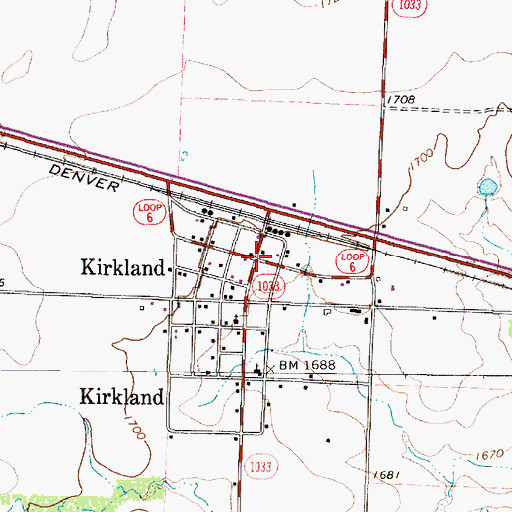 Topographic Map of Kirkland, TX