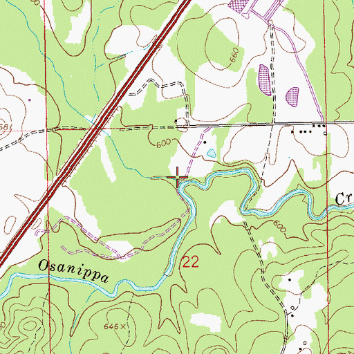 Topographic Map of Little Osanippa Creek, AL